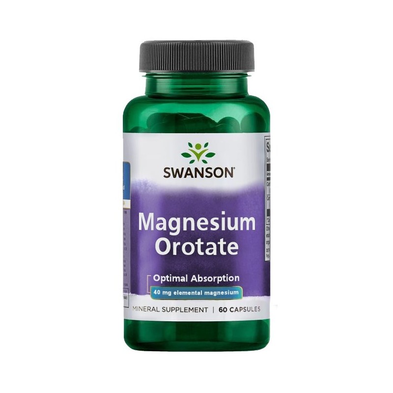 Swanson Magnesium Orotate, 654 mg - 60 Capsule Beneficii Orotat de Magneziu- sprijina sanatatea cardiovasculara, mareste reziste