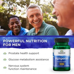 Supliment alimentar Apigenin (pentru prostata) 50 mg, 90 Capsule, Swanson Beneficii Apigenin- sprijina sanatatea prostatei, prom