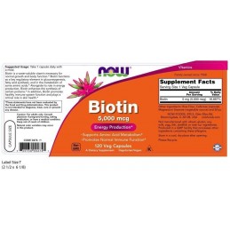 NOW Foods Biotin - 5000mcg - 120 Capsule Beneficii Biotina: importanta pentru par, piele si sanatatea unghiilor, nutrient esenti