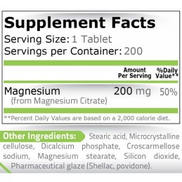 Supliment alimentar Magneziu Citrat 200 tablete 200mg, Pure Nutrition USA Beneficii magneziu citrat: regleaza tensiunea arterial