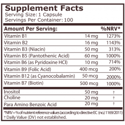 Vitamin B Complex - 100 capsule, Pure Nutrition USA Beneficiile Pure Nutrition B Complex- sustine functia cardiovasculara si pro