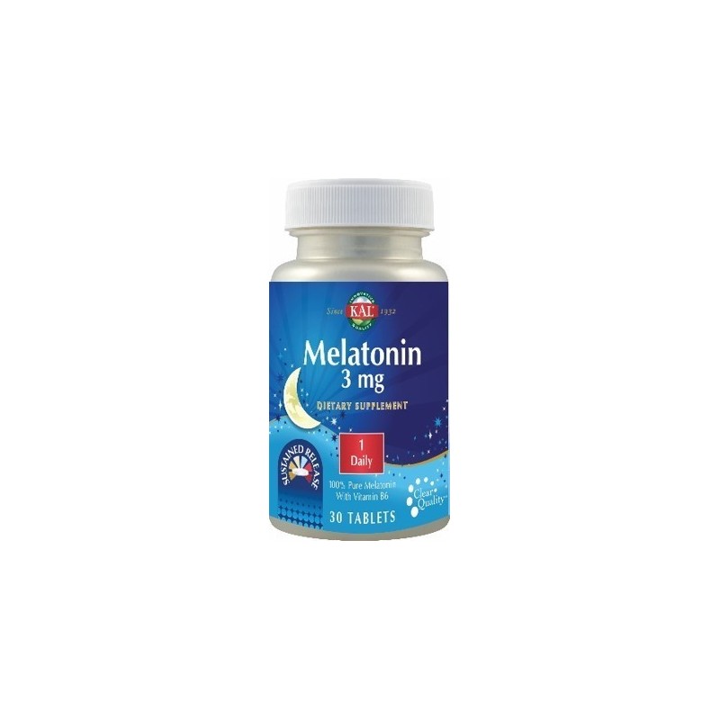 Melatonina 3 mg - 30 Tablete (somn odihnitor, reduce oboseala) Beneficii Melatonina: atenuarea tulburarilor de somn, sustine reg