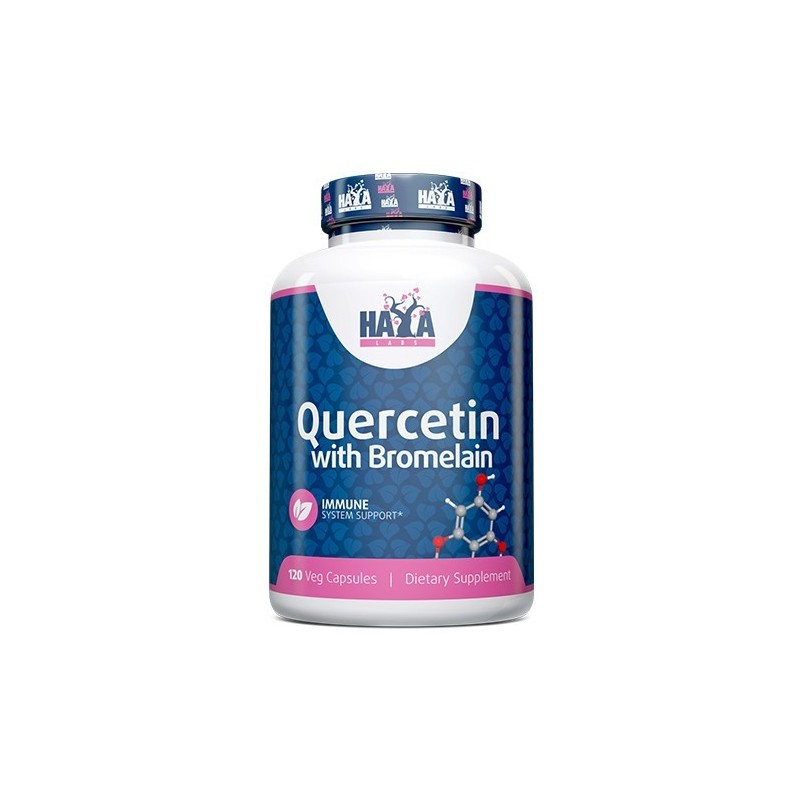 Haya Labs Quercetin with Bromelain - 120 Capsule Beneficii Quercetina cu Bromelaina: sprijina sanatatea sinusurilor si promoveaz