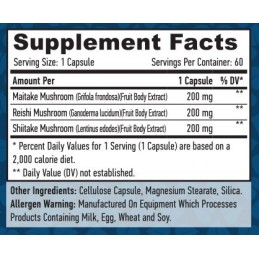 HAYA LABS Triple Mushroom Complex - 60 Capsule Beneficii Triple Mushroom Complex- poate ajuta la imbunatatirea concentrarii, poa