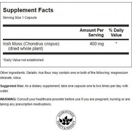 Swanson Full Spectrum Irish Moss (muschi irlandez) 400 mg - 60 Capsule Beneficii Irish Moss- sustine sanatatea tiroidei, sprijin