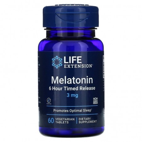 Life Extension Melatonin 6 Hour Timed Release (eliberare in timp de 6 ore) 3mg - 60 Capsule