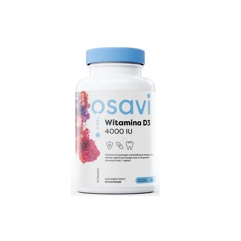 Osavi Vitamin D3 4000IU - 120 Capsule Beneficii Vitamina D3- mentine sanatatea oaselor, amelioreaza mai multe boli, ajuta la red