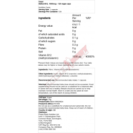 Osavi Methyl-B12, 500mcg - 120 Capsule Beneficii Vitamina B12- ajuta la formarea globulelor rosii si la ameliorarea anemiei, poa