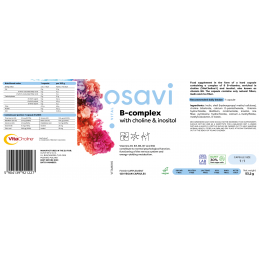 Osavi B-Complex with Choline & Inositol - 120 Capsule Beneficii B-Complex cu Colina si Inositol- Vitaminele B1, B3, B6, B7 si B1