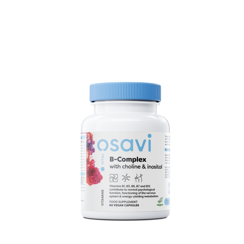 Osavi B-Complex with Choline & Inositol - 60 Capsule Beneficii B-Complex cu Colina si Inositol- Vitaminele B1, B3, B6, B7 si B12