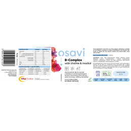 Osavi B-Complex with Choline & Inositol - 60 Capsule Beneficii B-Complex cu Colina si Inositol- Vitaminele B1, B3, B6, B7 si B12