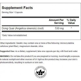 Swanson Dong Quai, 530mg - 100 Capsule Beneficii Dong Quai- mentine echilibrul hormonal, actioneaza ca un afrodiziac, reduce pro