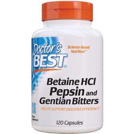 Doctor's Best Betaine HCL Pepsin & Gentian Bitters - 120 Capsule