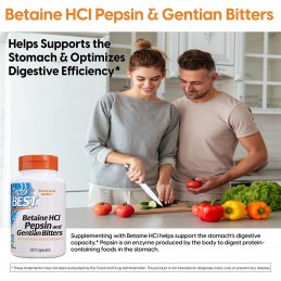 Doctor's Best Betaine HCL Pepsin & Gentian Bitters - 120 Capsule Beneficii Betaine HCl Pepsin &amp; Gentian Bitters- sustine pro