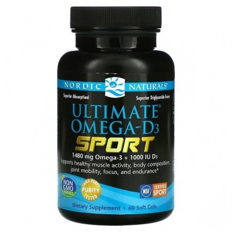 Nordic Naturals Ultimate Omega-D3 Sport, 1480mg lamaie - 60 Capsule