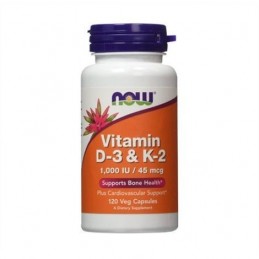 Now Foods Vitamina D3 & K2 - 120 Capsule Beneficii Vitamina D3&amp;K2- mentine sanatatea oaselor, ajuta la reducerea stresului s