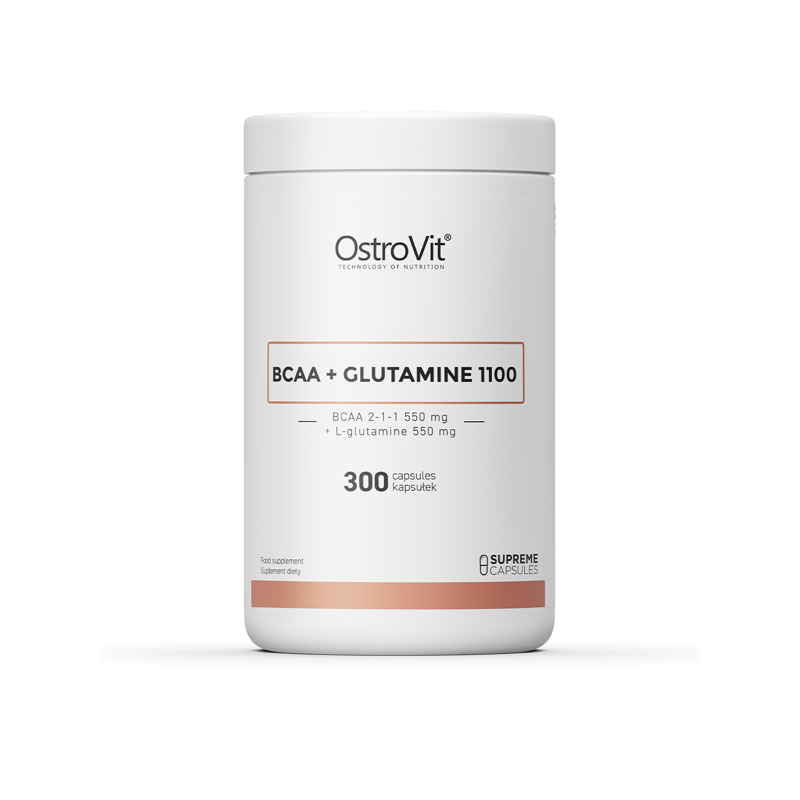 Supreme Capsules BCAA + Glutamine 1100 mg - 300 Capsule, Contribuie la cresterea rezistentei musculare Beneficii BCAA + Glutamin