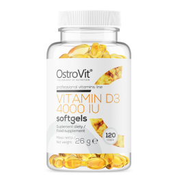 OstroVit Vitamin D3 4000 IU - 120 Capsule Beneficii Vitamina D3: mentine sanatatea oaselor, amelioreaza mai multe boli, ajuta la