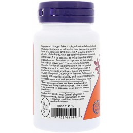 NOW Foods Ubiquinol CoQH-CF - 60 capsule 50mg Beneficii Ubiquinol - Sprijina sanatatea optima a inimii, sprijina productia de en