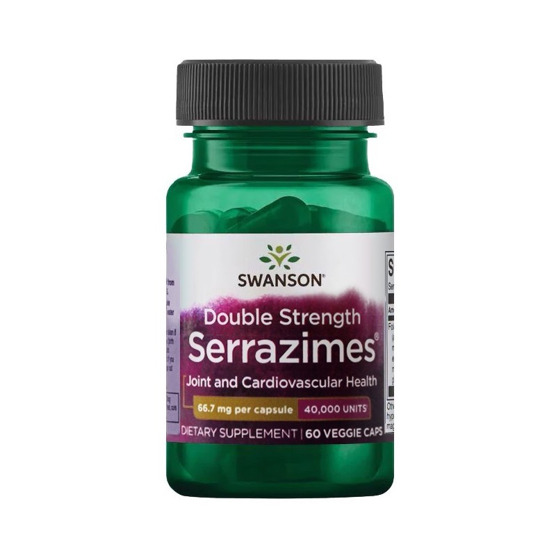 Swanson Serrazimes, 40 000 Units - 60 Capsule Beneficii Serrapeptase- poate ajuta la promovarea sanatatii oaselor si articulatii