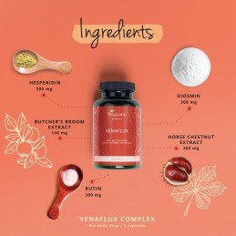 Venaflux Complex, 120 Capsule, Sprijina buna circulatie, produs din ingrediente 100% naturale BENEFICII VENAFLUX- sprijina buna 