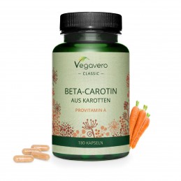 Beta Carotene, 180 Capsule, Dezvolta un bronz auriu, contribuie la protejarea pielii de expunerea la soare BENEFICII BETA CAROTE