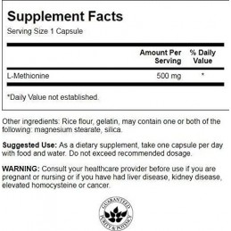 L-Methionine, 500mg, 30 Capsule- Promoveaza functionarea sanatoasa a ficatului, activeaza enzimele endogene antioxidante Benefic