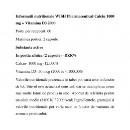 Calcium 1000 mg + Vitamin D3 2000, 120 Capsule, Mentinerea nivelului normal de calciu BENEFICII CALCIU &amp; VITAMINA D- Vitamin