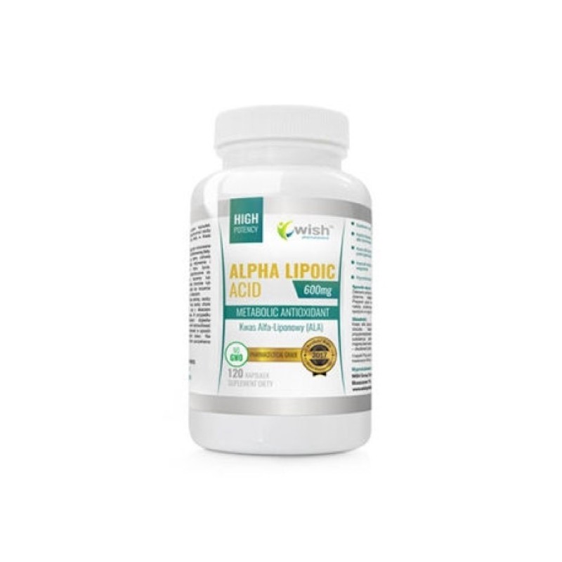 Wish Pharmaceutical Alpha Lipoic Acid 600mg - 120 Capsule BENEFICII ALPHA LIPOIC ACID- sprijina reducerea tesutului adipos, acce