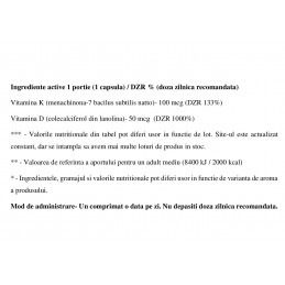 Wish Vitamin K2 MK-7 Natto 100mcg + D3 50mcg - 120 Capsule BENEFICII D3 + K2 MK7- mentine sanatatea oaselor, ajuta la reducerea 
