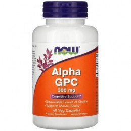 Now Foods Alpha GPC 300 mg - 60 Capsule Beneficii Alfa-GPC: Efect Nootropic, ajuta in recuperarea dupa accident vascular, imbuna