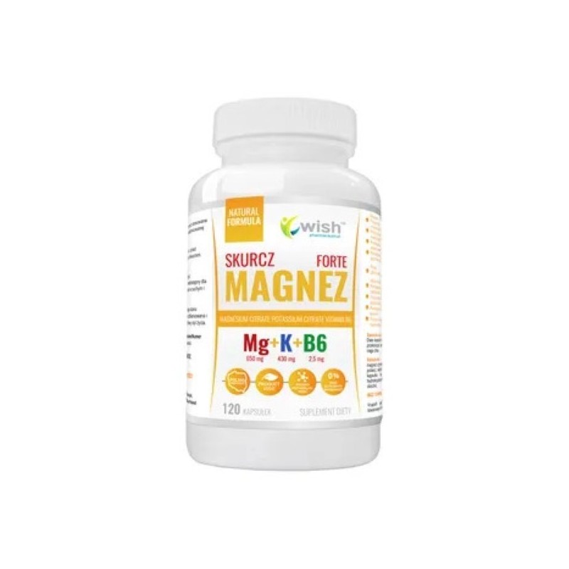 Wish Magnesium Contract Forte - 120 Capsule (Magneziu, Potasiu, Vitamina B6) BENEFICII MAGNEZIU, POTASIU, B6- contribuie la redu