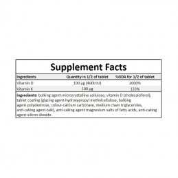 Vitamina D3, 4000IU + K2 MK7-160 tablete, mentine sanatatea oaselor, ajuta la reducerea stresului si a depresiei BENEFICII D3 + 