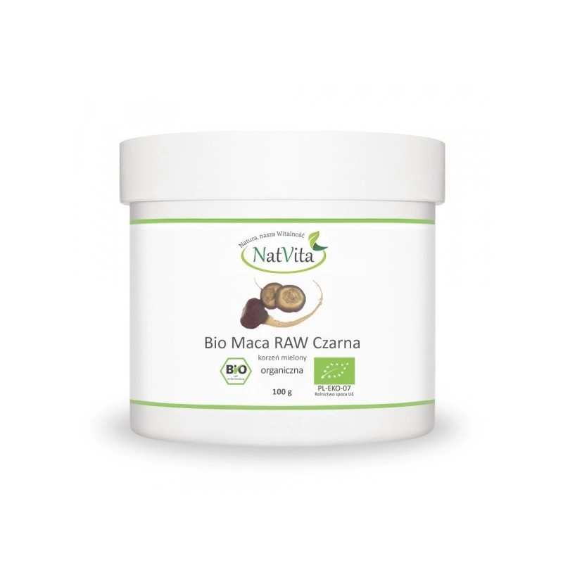 NatVita Maca Bio Raw neagra 100g BENEFICII MACA- ajuta la cresterea libidoului, benefic in reducerea disfunctiei erectile, benef