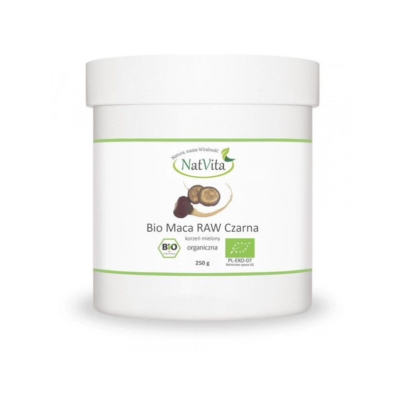 NatVita Maca Bio Raw neagra 250 g BENEFICII MACA- ajuta la cresterea libidoului, benefic in reducerea disfunctiei erectile, bene