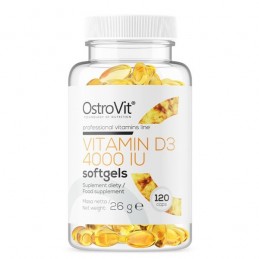 OstroVit Vitamin D3 4000 IU - 120 Capsule Beneficii Vitamina D3: mentine sanatatea oaselor, amelioreaza mai multe boli, ajuta la