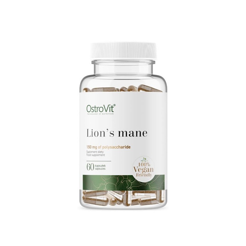 OstroVit Lion's Mane VEGE (coama leului) - 60 Capsule vegane Beneficii Coama leului- nootropic, bun antioxidant, suporta sistemu