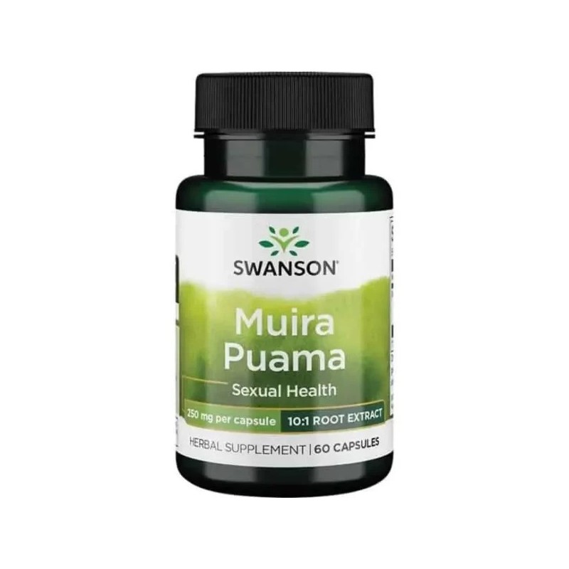 Swanson Muira Puama, 250 mg (10:1)- 60 Capsule Beneficii Radacina Muira Puama: imbunatateste functia erectila, faciliteaza crest