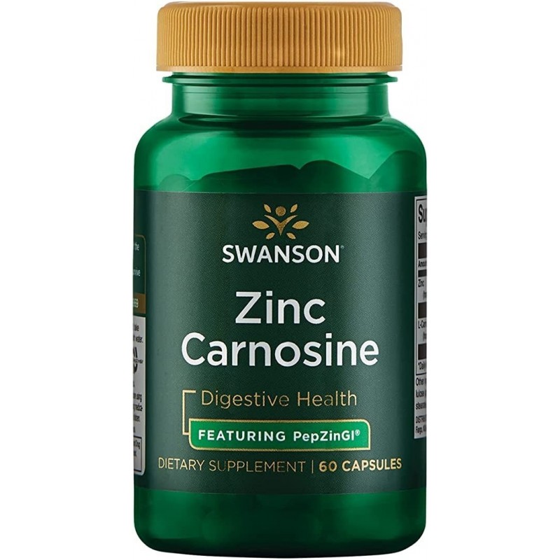 Swanson Zinc Carnosine (PepZin GI), 8 mg 60 Capsule BENEFICII- Ajută la ameliorarea disconfortului gastric ocazional, Ajută la s