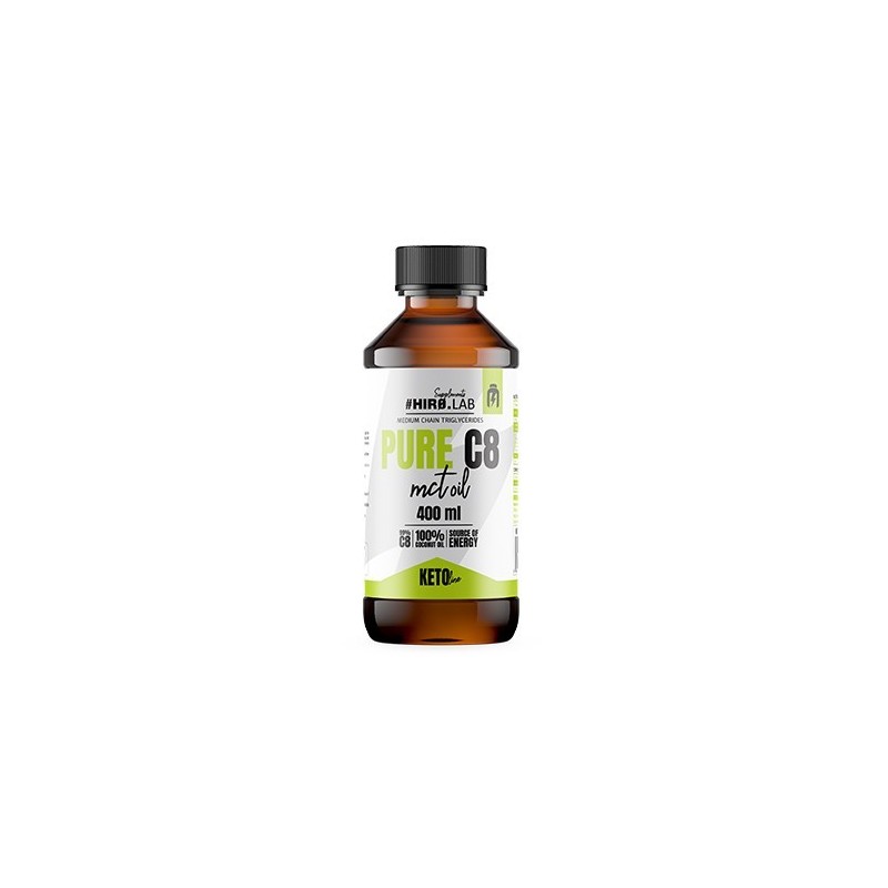 MCT Oil C8 - 400ml, sustine controlul greutatii, va mentine senzatia de satietate, C8 sustine si accelereaza productia de cetone