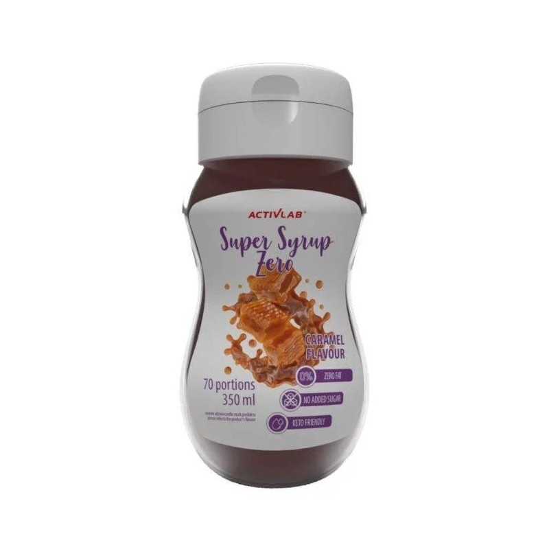 Super Syrup Zero - 350ml - Caramel SUPER SYRUP ZERO este un sirop delicios cu conținut redus de calorii, fără grăsimi sau zahăr 