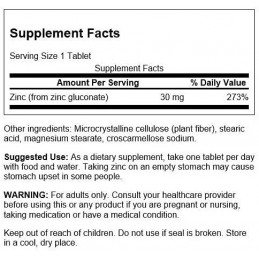 Zinc (Gluconate) 30mg - 250 tablete (reglarea proceselor metabolice si a activitatii enzimelor din organism) BENEFICII ZINC - re