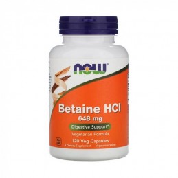 Betaine HCl 648mg - 120 capsule (constituent care este esential pentru digestia alimentelor) Clorhidratul de betaina (HCI) are m