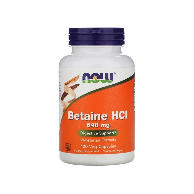 Betaine HCl 648mg - 120 capsule (constituent care este esential pentru digestia alimentelor) Clorhidratul de betaina (HCI) are m