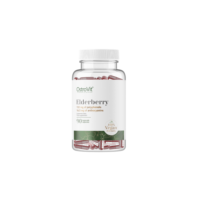 Elderberry VEGE 90 capsule (Fructe de soc), antioxidant, sustine sistemul imunitar OstroVit Elderberry VEGE este un set de 90 de