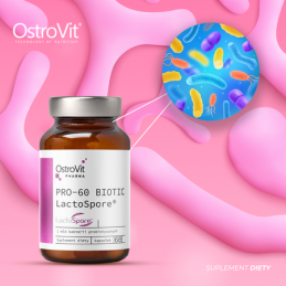 PRO-60 BIOTIC LactoSpore, contribuie la atenuarea simptomelor aparute din cauza unei flore intestinale gresite OstroVit Pharma P