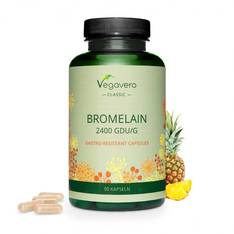 Supliment alimentar Bromelain, 500 mg, 90 Capsule, Vegavero Beneficii Bromelain: sprijina sanatatea sinusurilor si promoveaza ra