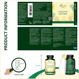 Supliment alimentar Digestive Enzymes Complex, 120 Capsule (Complex de enzime digestive), Vegavero 100% ENZIME DIGESTIVE NATURAL