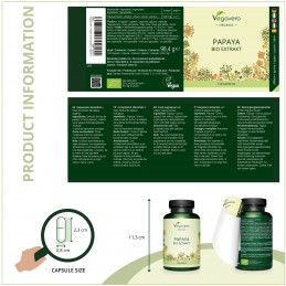 Supliment alimentar Organic Papaya Extract 700 mg, 120 Capsule, Vegavero Beneficii Papaya: arzator de grasimi, ajuta la inlatura