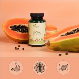 Supliment alimentar Organic Papaya Extract 700 mg, 120 Capsule, Vegavero Beneficii Papaya: arzator de grasimi, ajuta la inlatura